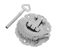 FUTUREORYY Vintage Trunk Lock with Key, Retro Toggle Latch Hasp for Suitcase and Jewelry Box, Small Decorative Cabinet Padlock with Golden Carp Fish Design, Suitable for Wooden Cases