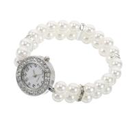 FUTUREORYY Vintage Watch Pearl Watch Bracelet for Women, Double Row Pearls Cuff with Rhinestones, Scratch Resistant Alloy Plastic, Cute Dainty Christmas Parties Gift
