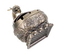 FUTUREORYY Vintage Windproof Metal Ashtray with Lid Portable Dragon Design for Use Stylish Table Decor for Home Office and Patio