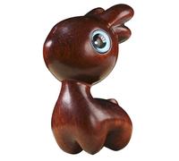 FUTUREORYY Wooden Elk Ornament Solid Wood Deer Adornment with Smooth Edges Creative Desktop Decoration for Living Table Shelf Bedside