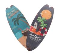 FUTUREORYY Wooden Surfboard Wall Signs 2pcs Coastal Beach Decor Summer Tropical Bathroom Door Art Rustic Wall Hanging for Home and Bar