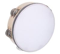 FUTUREORYY Wooden Tambourine with Double Row Metal Jingles Lightweight Handheld Percussion Drum for Preschool Music Class Dance Coordination and Sensory Development
