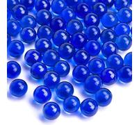 FUTUREPLUSX Blue Glass Marbles, 1LB Blue Round Marble Beads Vase Fillers Decorative Glass Gem Pebbles for Aquarium Decoration Collectibles Marble Games
