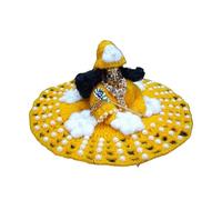 FUTUREZ KEY Handmade Laddu Gopal Winter Designer Dress with Cap Comfortable and Unique Design Krishna Dress for Everyday Use, Janmashtami Stone Studded Poshak for Ladoo Gopal (Yellow - Size : 4)