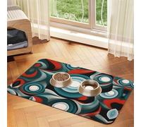 Futurism Pet Feeding Mat Dog Cat Eating Food Absorbent Leather Tablecloth for and Water Bowl Waterproof No Stains Quick Dry Non-Slip 17.72 * 11.8IN