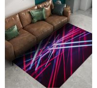 Futuristic 120x180cm Rugs Thin Foldable Carpet for Playroom Abstract Colored Lines Rugs Non Slip Backing Stain Resistant Low Pile Large Floor Mat Washable Home Decor Game Room Indoor Large Rug