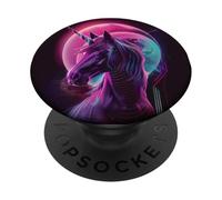 Futuristic 80s Art Unicorn Digital Art Horse PopSockets Adhesive PopGrip