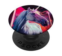 Futuristic 80s Art Unicorn Digital Art Horse PopSockets Adhesive PopGrip