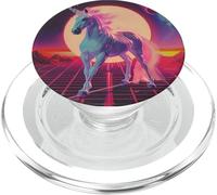 Futuristic 80s Art Unicorn Digital Art Horse PopSockets PopGrip for MagSafe