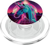 Futuristic 80s Art Unicorn Digital Art Horse PopSockets PopGrip for MagSafe