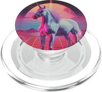 Futuristic 80s Art Unicorn Digital Art Horse PopSockets PopGrip for MagSafe
