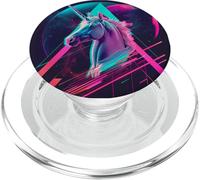 Futuristic 80s Art Unicorn Digital Art Horse PopSockets PopGrip for MagSafe