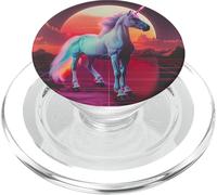 Futuristic 80s Art Unicorn Digital Art Horse PopSockets PopGrip for MagSafe