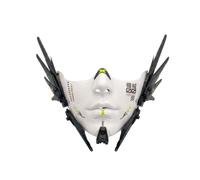 Futuristic Android Half-Face Mask, Black Winged Mechanical Design with Wing Pieces, Green Light Goggles Effect for Halloween, Cosplay & Parties