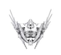 Futuristic Android Half-Face Mask, Silver-Plated Mechanical Wing Design for Halloween, Cosplay & Parties