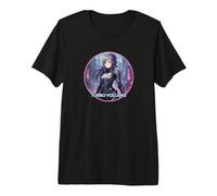 Futuristic Anime Robot Girl “Retro Neon Cityscape” Design Premium T-Shirt