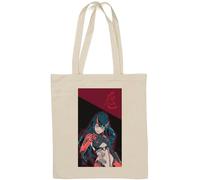 Futuristic Anime Style Red Devil Girl Natural Cotton Tote Bag White