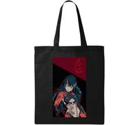 Futuristic Anime Style Red Devil Girl Natural Ecological Cotton Tote Bag Black