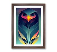 Futuristic Bird Framed Print | A4 Walnut Framed Wall Art | Ready to Hang | Modern Nature Picture | Living Room Bedroom Lounge Office