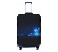 Futuristic Book Knowledge Travel Luggage Covers - Elasticity Suitcase Covers Protector for Luggage 18-32 Inch