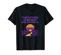 Futuristic Bright Colorful Rainbow Sun Slogan Graphic Print T-Shirt
