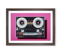 Futuristic Cassette Tape Framed Print | A4 Walnut Framed Wall Art | Ready to Hang | Modern Nature Picture | Living Room Bedroom Lounge Office