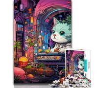Futuristic Cat 1000 Pieces Jigsaw Puzzle for Adults& Teens,Challenging Game And Family Play for Is Ideal As A Gift for The Whole Family (50x75cm)