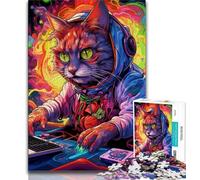 Futuristic Cat Jigsaw Puzzles for Adults Teenagers Jigsaws Puzzle,Help The Brain Exercise Addictive Toys to Cultivate Patience Parent-child Interaction (50x75cm)