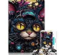 Futuristic Cat Jigsaws 1000 Pieces for Teenagers,Staycation Kill Time Every Piece Is Unique - Challenging Family Fun Game (38x26cm)