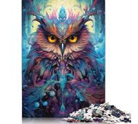 Futuristic Colorful Psychedelic Owl Puzzle Challenging And Brainteasing Premium Cardboard Jigsaw Puzzle for Adults Teen 1000pcs (75x50cm)