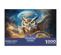 Futuristic Compass,Smiling Owl And Little Owl Jigsaw Puzzles. 38x26cm/1000pcs Whimsical Challenge Toy for Educational Games Gifts