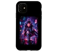 Futuristic Cyberpunk Templar Knight In Vibrant City Case for iPhone 11