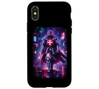 Futuristic Cyberpunk Templar Knight In Vibrant City Case for iPhone X/XS