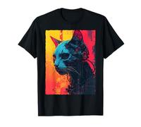 Futuristic Cyborg Cat Sci-Fi Synthwave T-Shirt