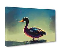 Futuristic Duck Canvas Print | Gallery Wrapped 30mm Frame Wall Art | 30x20 inches | Ready to Hang | Contemporary Bird Picture | Living Room Bedroom Lounge Office