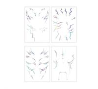 Futuristic Face Sticker Set with Glow Effect, Safe Peelable Temporary Tattoos for Parties, Stage and Cosplay (Style A)