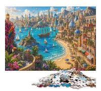 Futuristic Fantasy City Wooden Jigsaw Puzzle 1000 Pieces, Wood Art Gift