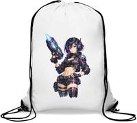 Futuristic female warrior with energy weapon Gym Sack Casual Drawstring Bag White