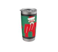 Futuristic Festive: Ugly Red Santa Claus Candy Cane Pattern Stainless Steel Insulated Tumbler
