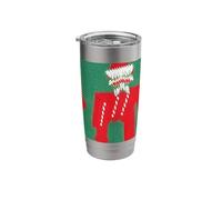 Futuristic Festive: Ugly Red Santa Claus Candy Cane Pattern Stainless Steel Insulated Tumbler