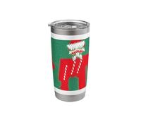 Futuristic Festive: Ugly Red Santa Claus Candy Cane Pattern Stainless Steel Insulated Tumbler