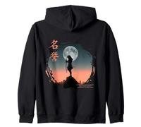 Futuristic Ghost Samurai in Japanese retro Cyberpunk warrior Zip Hoodie