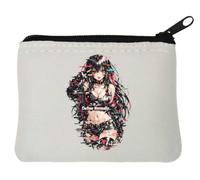 Futuristic Girl with Colorful Glitch Effects Neoprene Coin Purse Pouch 10x11cm White