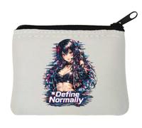 Futuristic Girl with Headset and Glitch Effect Neoprene Coin Purse Pouch 10x11cm White