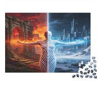 Futuristic Human Figure 1000 Piece Jigsaw Puzzle Sci Fi World Jigsaw Puzzle for Adults Paper Puzzle Game Family Relaxation Focus Home Decor Gift 38x26cm/1000pcs