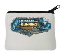 Futuristic Human Machine Interface Neoprene Coin Purse Pouch 10x11cm White