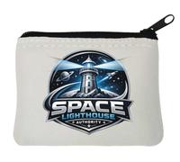 Futuristic Lighthouse Guiding Space Travelers Neoprene Coin Purse Pouch 10x11cm White