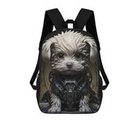Futuristic Maltese Dog Art - Sci-Fi Canine Illustration for Pet Lovers Backpacks 3D Printed Kids School Backpack Outdoor Casual Daypack Fashion Casual Children Backpacks Cute Travel Bags 17inch