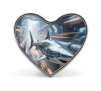 Futuristic Mechanical Shark Lapel Pins Cute Heart Badge Brooches Unisex Metal Enamel Pin for Clothing, Hats, Bags & Backpacks