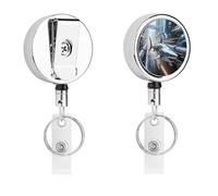 Futuristic Mechanical Shark Retractable Work Badge Holder Keychain Badge Reel 24.4" Cord & 360° Swivel Alligator Clip Heavy Duty Id Name Tag Holder for Nurses Doctors Teachers Office Workers